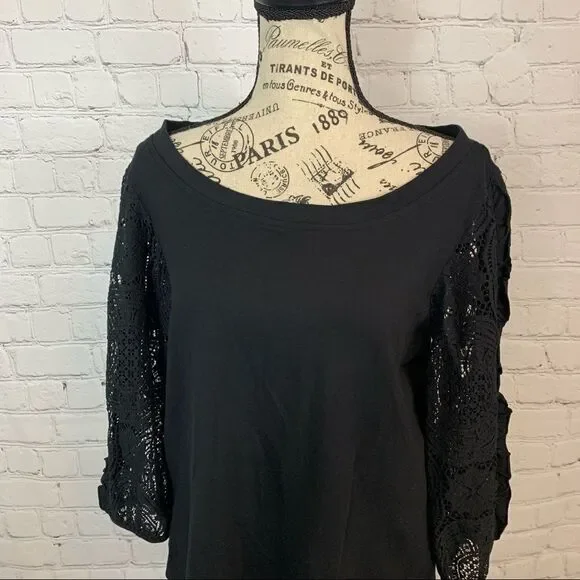 Anthropologie Nina lace sleeves Top size Small balloon sleeve 100% cotton - Picture 3 of 11